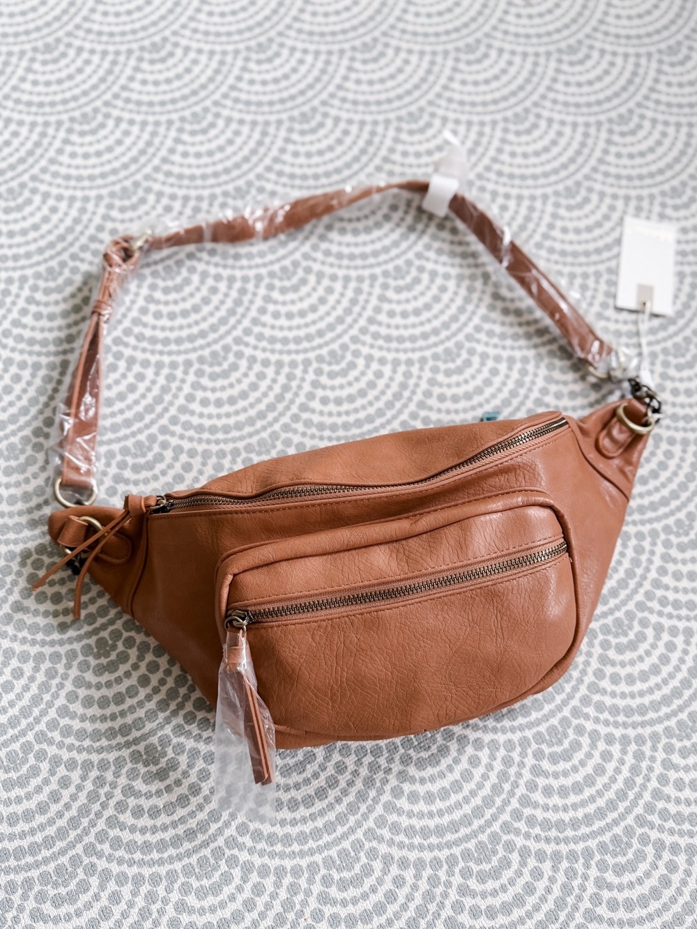Classic Tan Leather Crossbody Belt Bag - Women